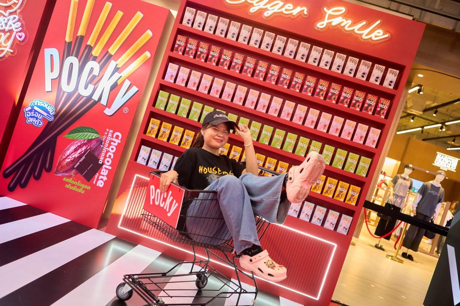 Pocky branded booth activation at a Bangkok shopping centre