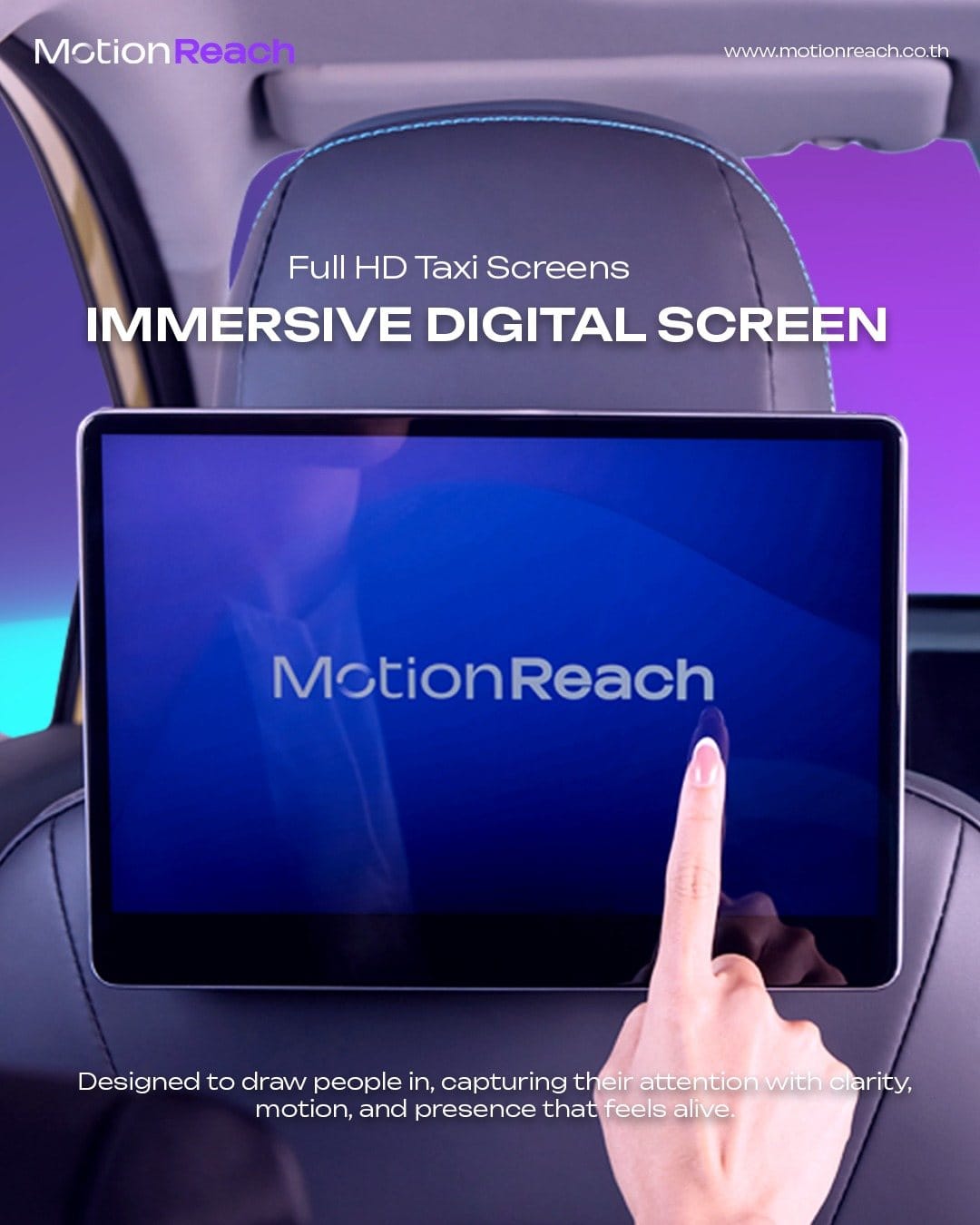 Full HD interactive touchscreen in a MotionReach taxi