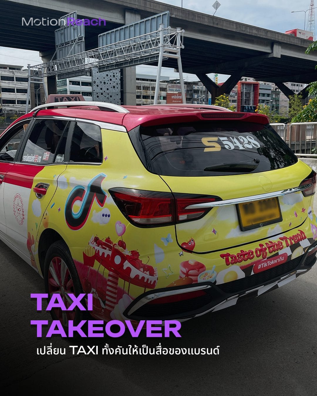 Full-wrap TikTok Food Fest taxi in Bangkok, MotionReach Taxi Takeover cover