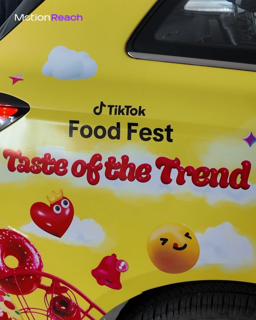 Close-up of the TikTok Food Fest Taste of the Trend taxi wrap artwork