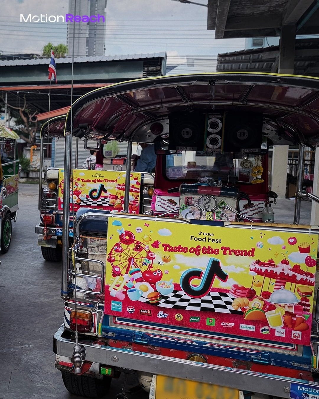 Rear panel of a tuk-tuk with TikTok Food Fest Taste of the Trend artwork