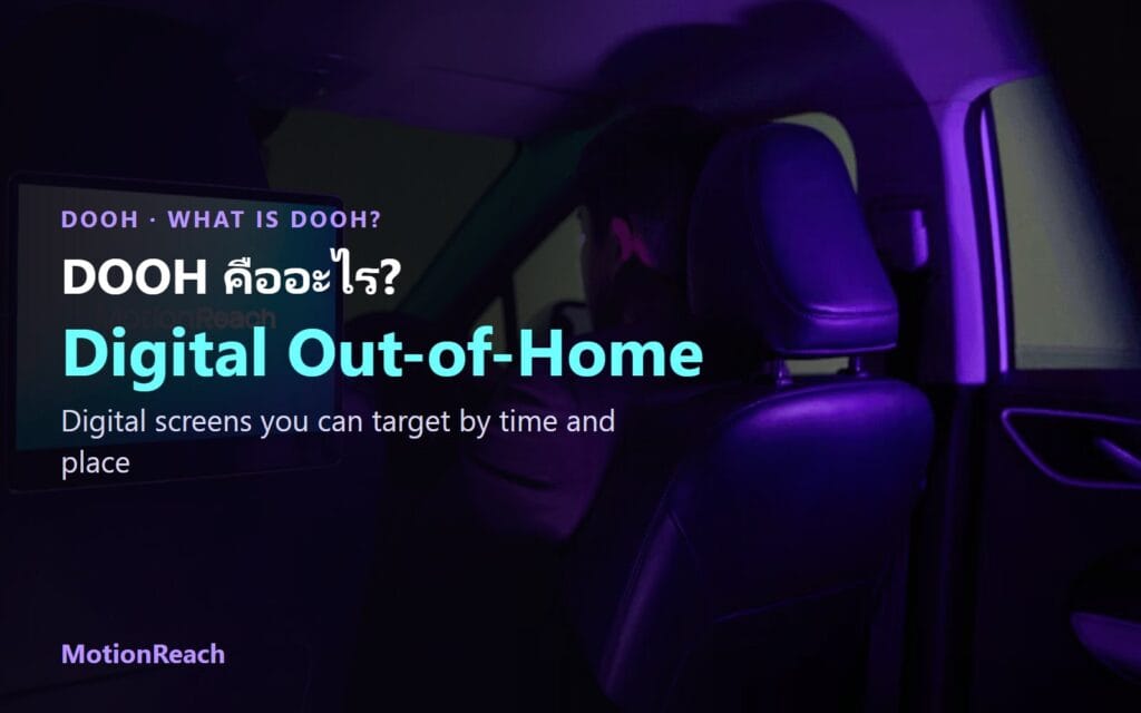 What is DOOH cover: Digital Out-of-Home over a taxi cabin with a seat-back digital screen